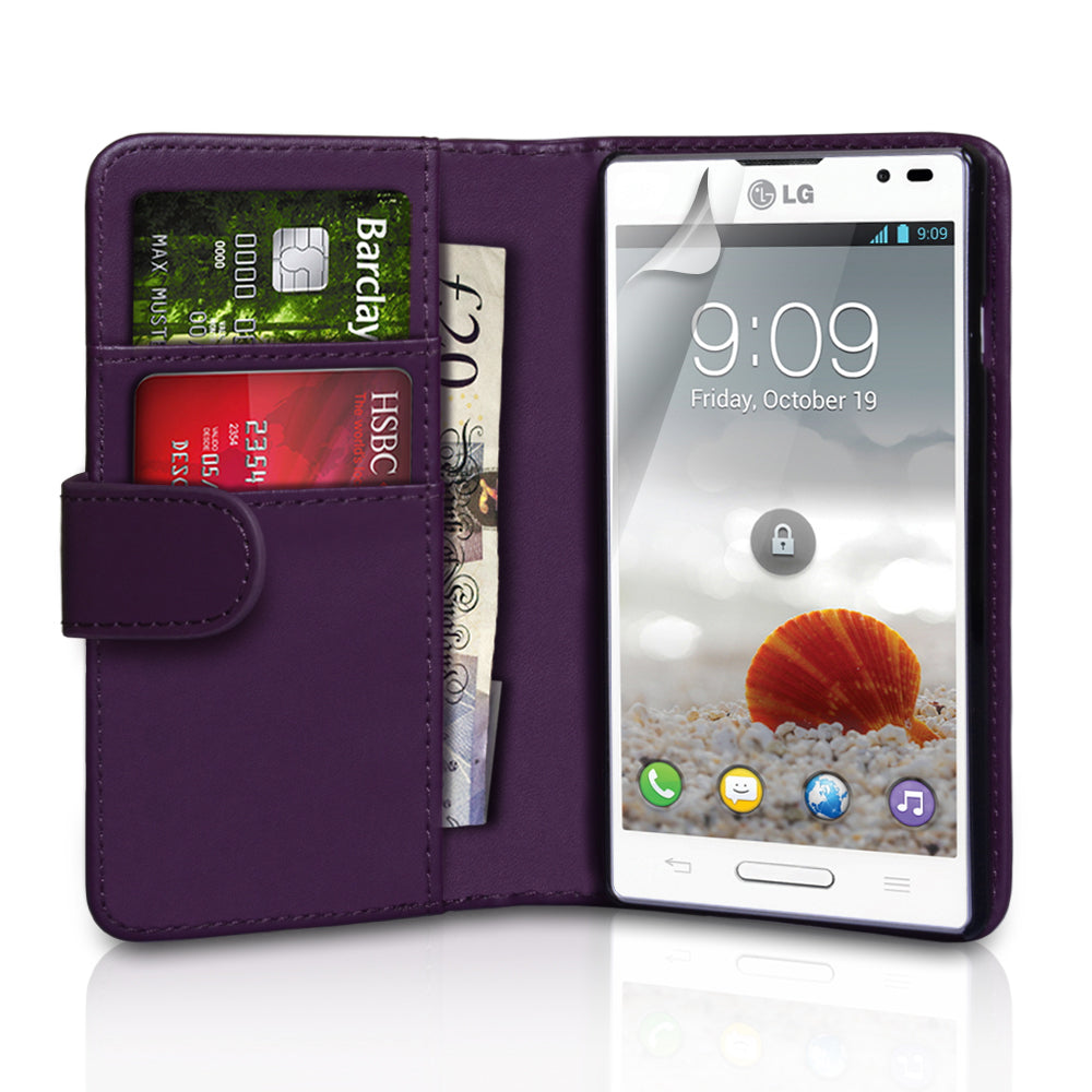 YouSave Accessories LG Optimus L9 Purple Leather Effect Wallet Case