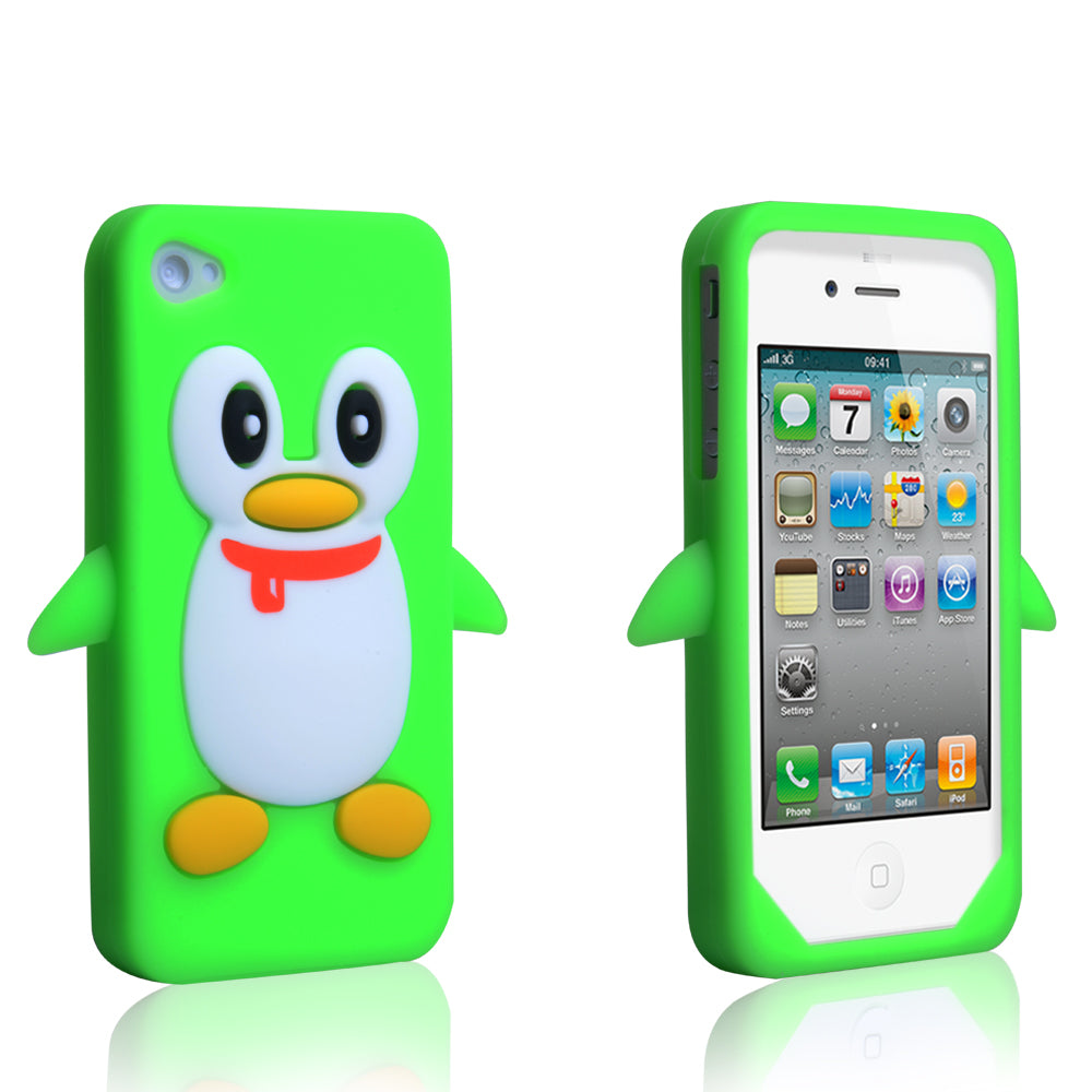 YouSave Accessories iPhone 4 / 4S Silicone Penguin Case - Green