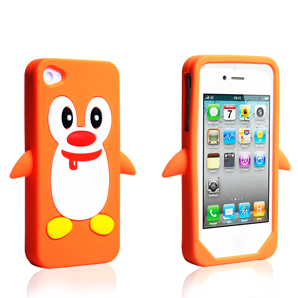 YouSave Accessories iPhone 4 / 4S Silicone Penguin Case - Orange