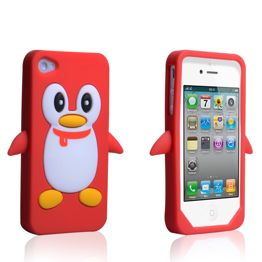 YouSave Accessories iPhone 4 / 4S Silicone Penguin Case - Red