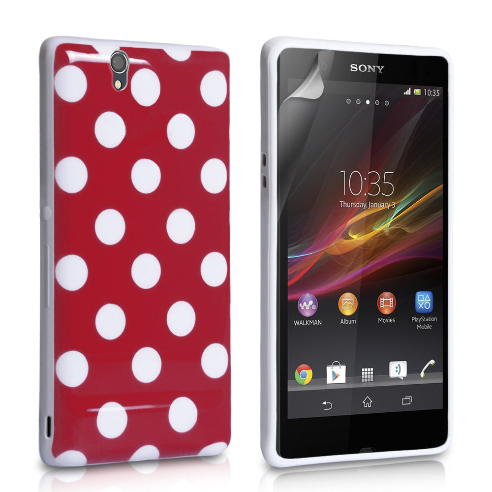 YouSave Accessories Sony Xperia Z Red Polka Dot Silicone Case