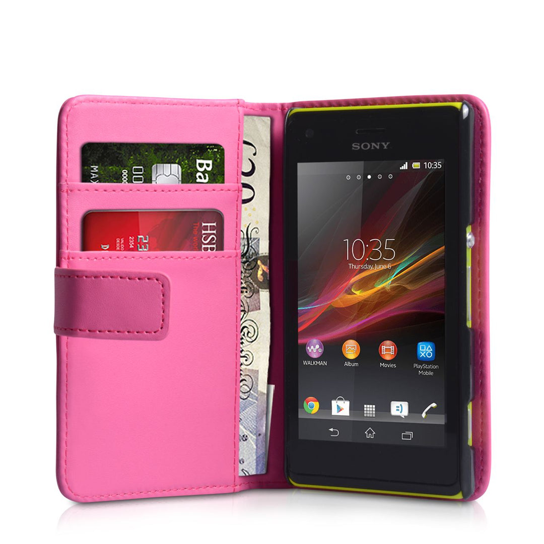 YouSave Sony Xperia M Leather Effect Wallet Case - Hot Pink