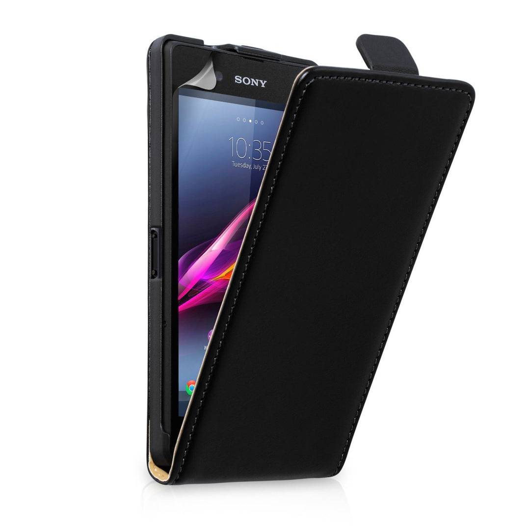YouSave Sony Xperia Z Ultra Real Leather Flip Stand Case - Black