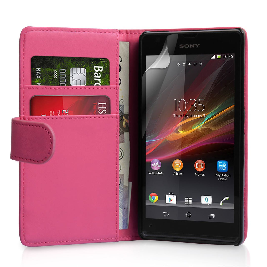 YouSave Sony Xperia SP Leather-Effect Wallet Case - Hot Pink