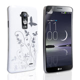 YouSave LG G Flex Floral Butterfly Hard Case - White-Silver