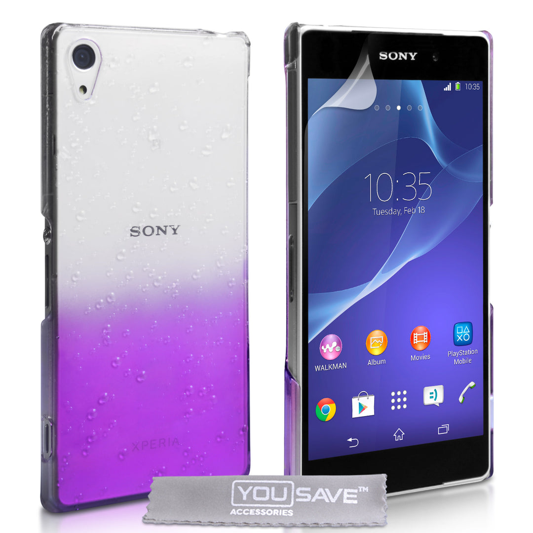 YouSave Accessories Sony Xperia Z2 Raindrop Hard Case - Purple-Clear