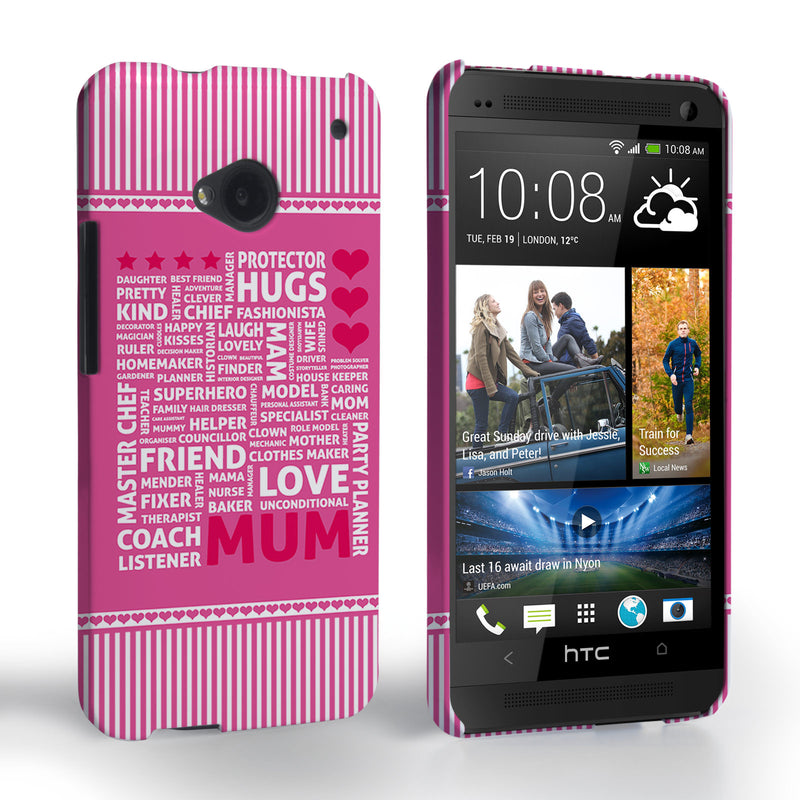 Caseflex HTC One Mum Word Collage Hard Case – Pink