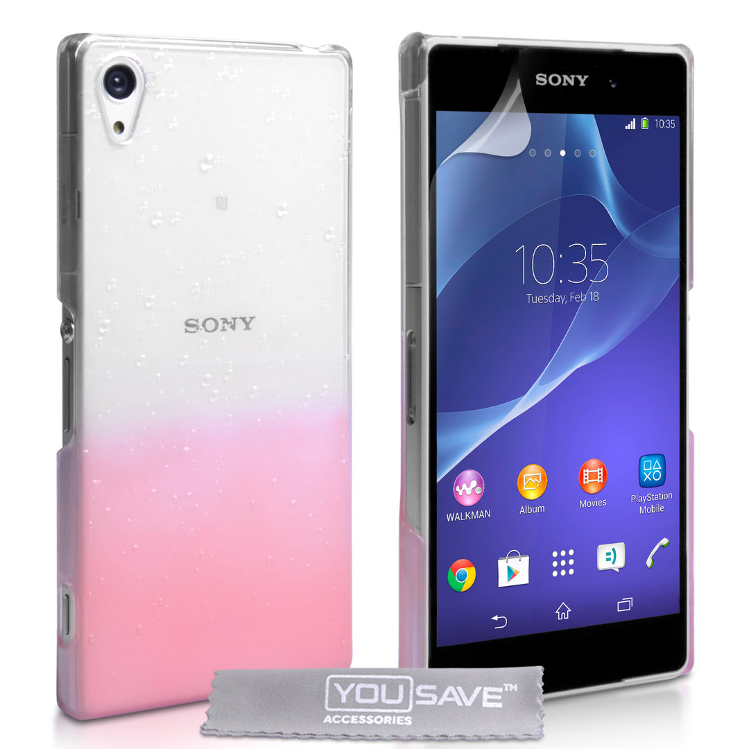YouSave Sony Xperia Z2 Raindrop Hard Case - Baby Pink-Clear