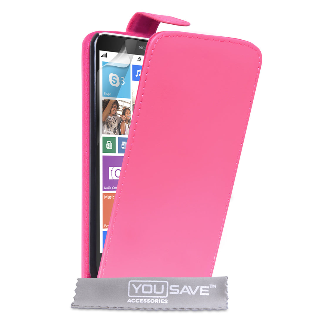 YouSave Accessories Nokia Lumia 1320 Leather-Effect Flip Case - Pink