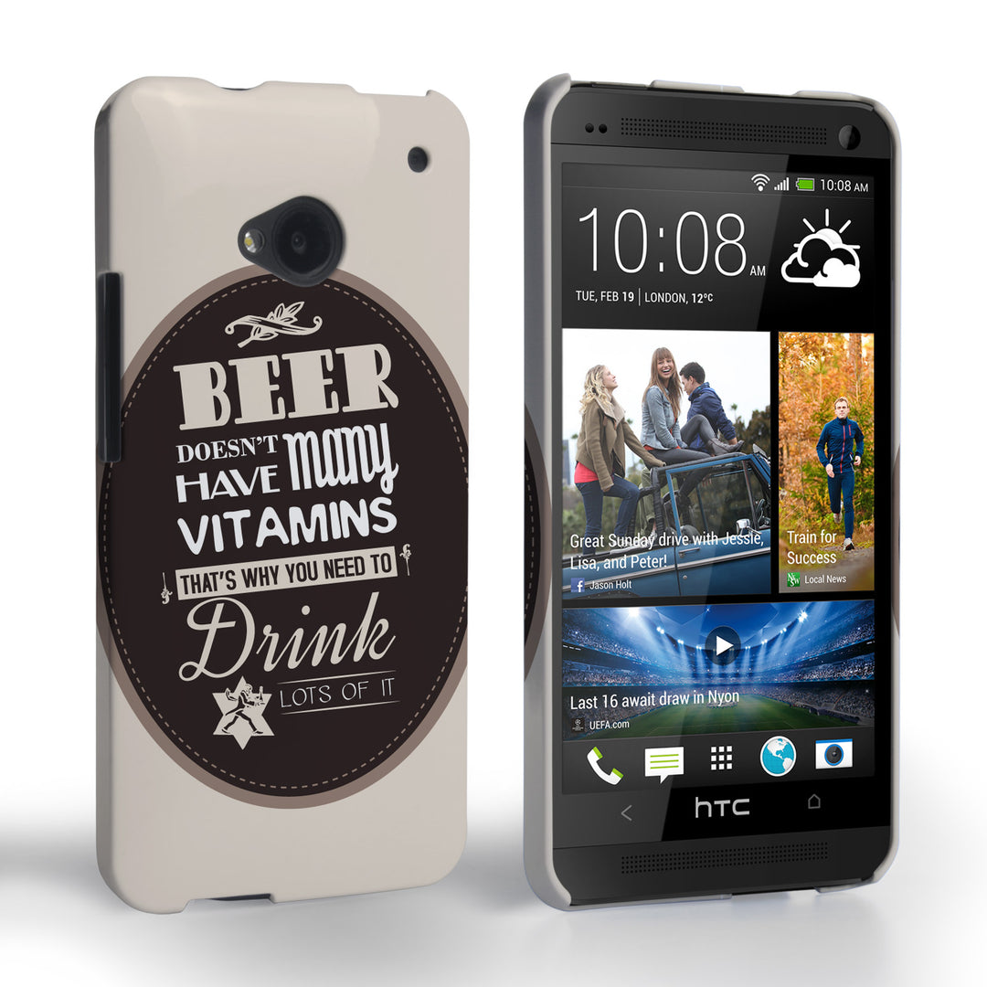 Caseflex HTC One Beer Label Quote Hard Case – Brown