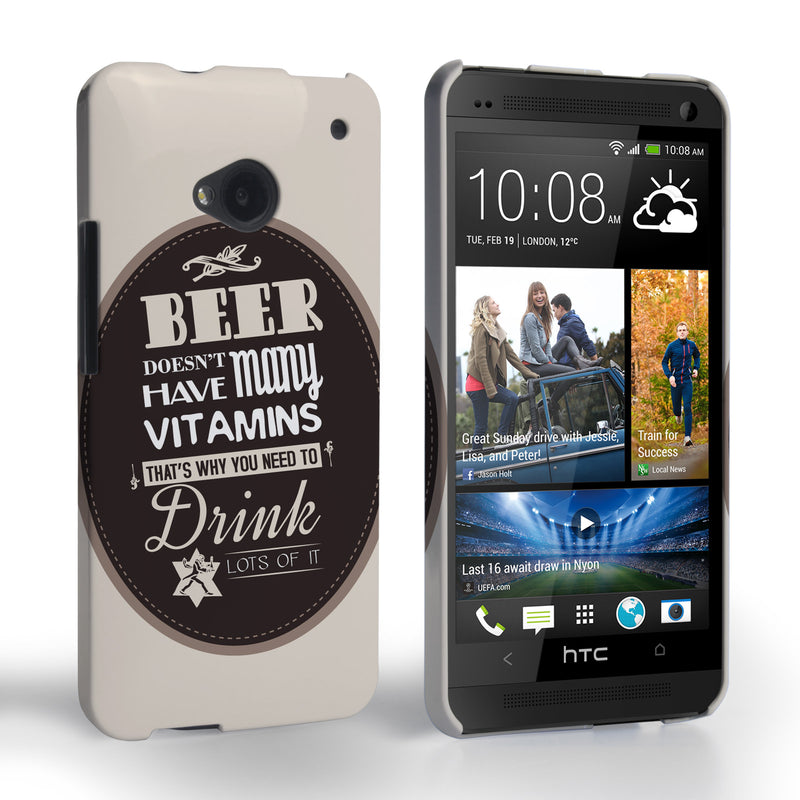 Caseflex HTC One Beer Label Quote Hard Case – Brown
