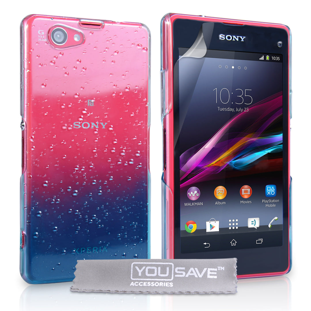 YouSave Sony Xperia Z1 Compact Raindrop Hard Case - Blue-Clear
