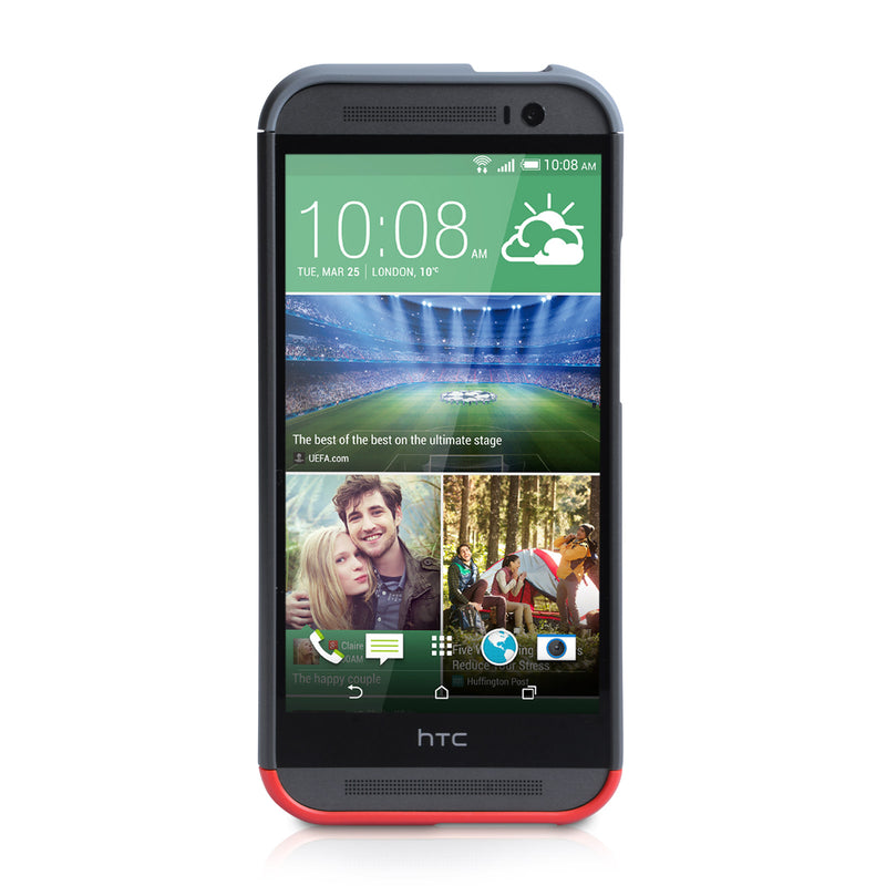 Official HTC One M8 Double Dip Hard Shell Case - Grey / Red