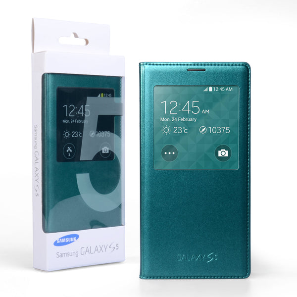 Official Samsung Galaxy S5 S View Cover - Blue Topaz