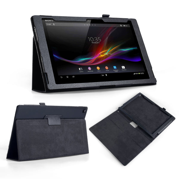 YouSave Sony Xperia Z2 Tablet Textured Faux Leather Stand Case Black 