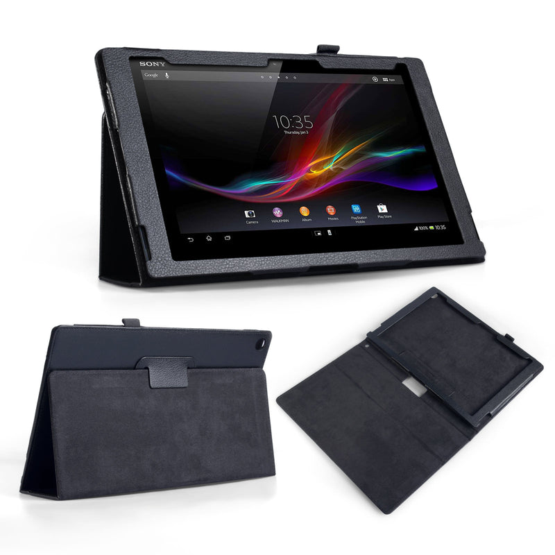 YouSave Sony Xperia Z2 Tablet Textured Faux Leather Stand Case Black 