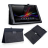 Yousave Accessories Sony Xperia Z2 Tablet Textured Leather-Effect Stand Case - Black