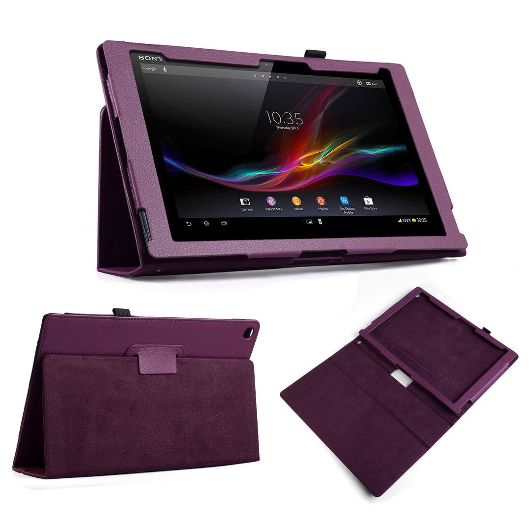 YouSave Sony Xperia Z2 Tablet Textured Faux Leather Stand Case Purple 