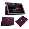 Yousave Accessories Sony Xperia Z2 Tablet Textured Leather-Effect Stand Case - Purple