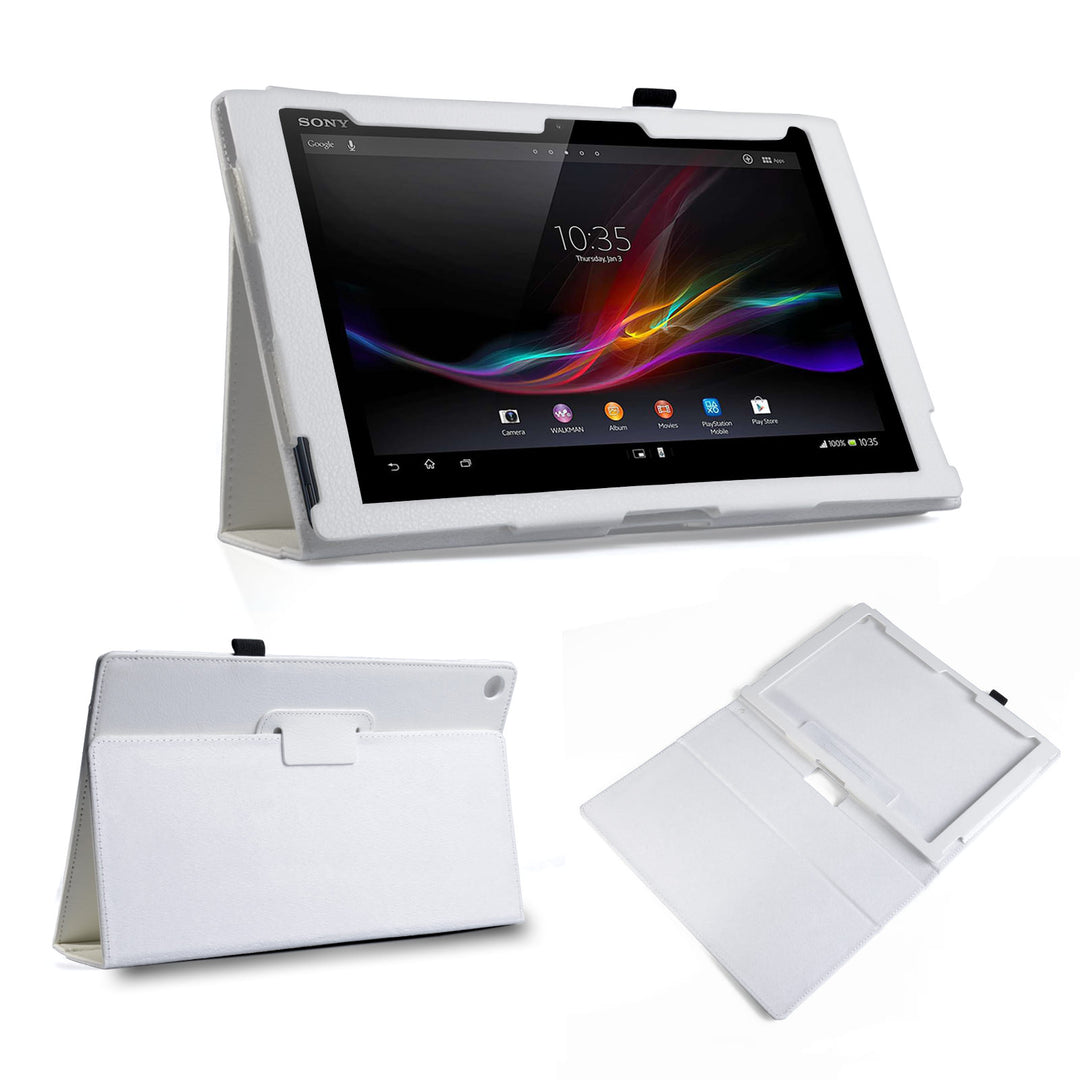YouSave Sony Xperia Z2 Tablet Textured Faux Leather Stand Case White 