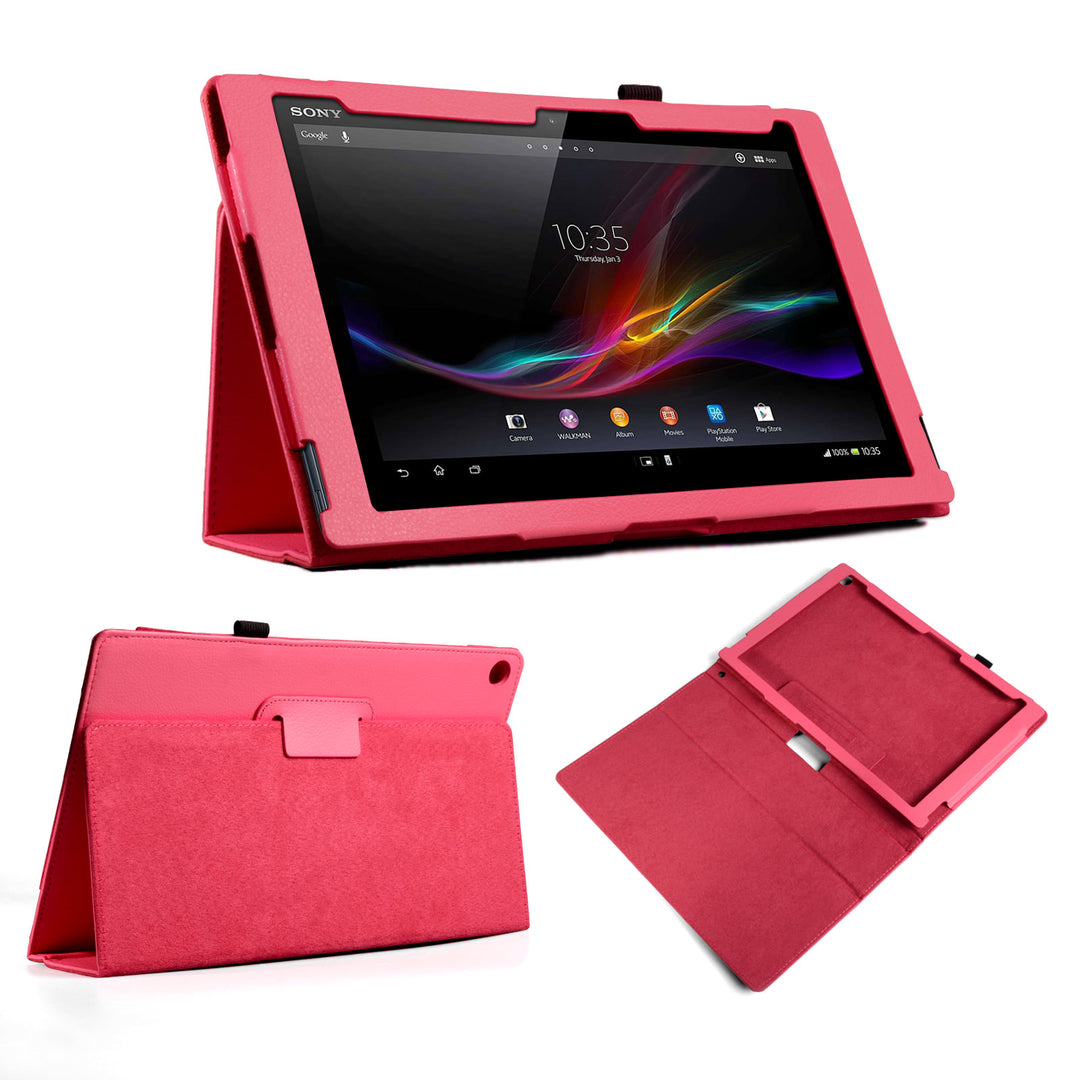 YouSave Sony Xperia Z2 Tablet Textured Faux Leather Stand Case Hot Pink 