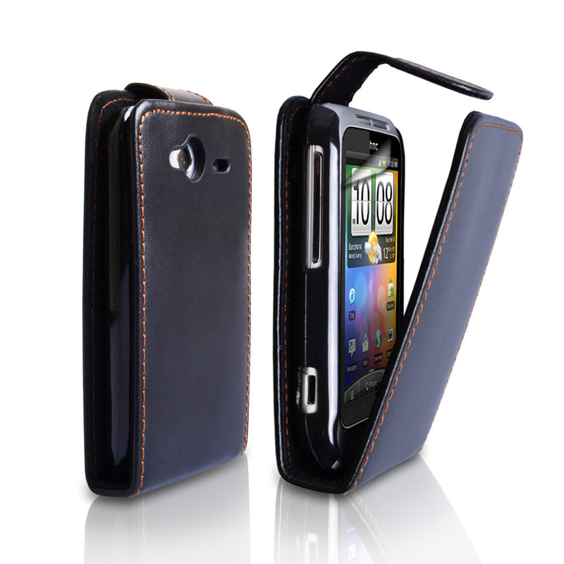 YouSave Accessories HTC Wildfire S Leather-Effect Flip Case - Black