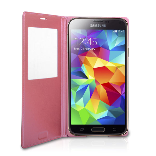 Official Samsung Galaxy S5 S View Cover - Glam Pink