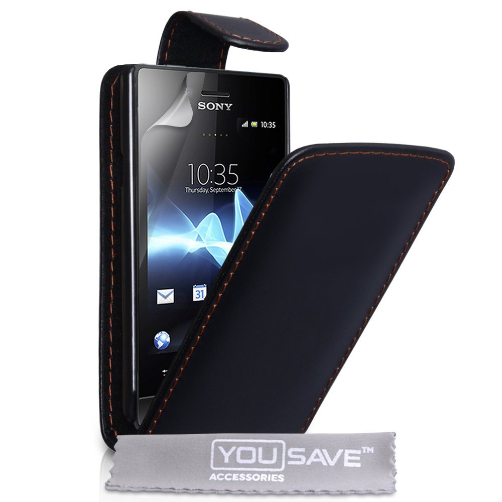 YouSave Accessories Sony Xperia Miro Leather-Effect Flip Case - Black