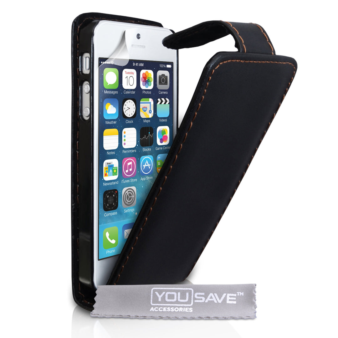 YouSave Accessories iPhone 5 / 5S Leather Effect Flip Case - Black