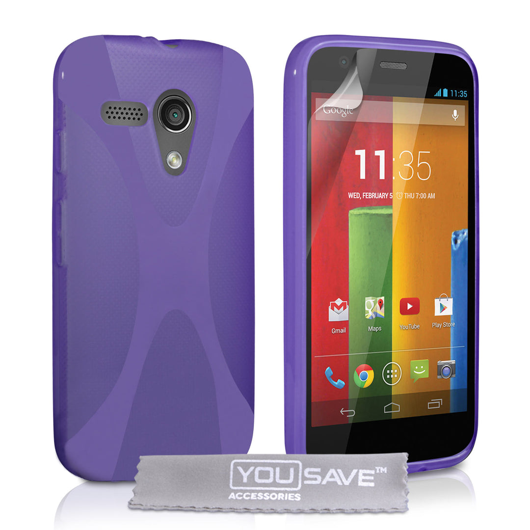 YouSave Accessories Motorola Moto G Silicone Gel X-Line Case - Purple