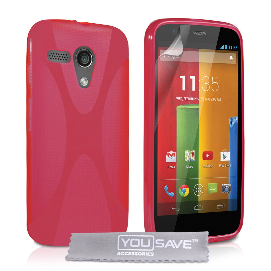 YouSave Accessories Motorola Moto G Silicone Gel X-Line Case - Red