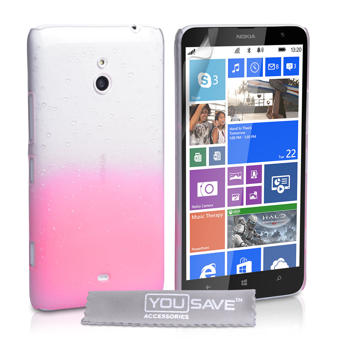 YouSave Nokia Lumia 1320 Raindrop Hard Case - Baby Pink-Clear