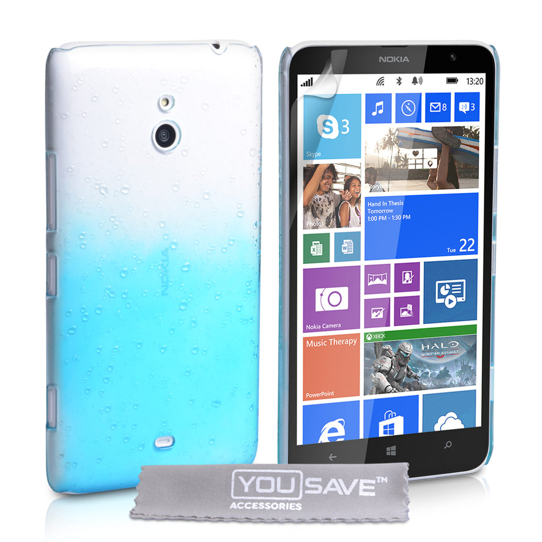 YouSave Accessories Nokia Lumia 1320 Raindrop Hard Case - Blue-Clear