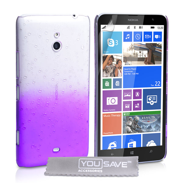 YouSave Accessories Nokia Lumia 1320 Raindrop Hard Case - Purple-Clear