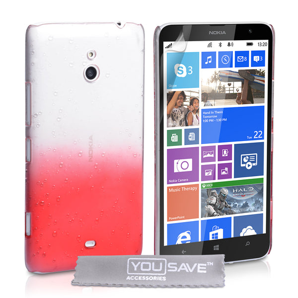YouSave Accessories Nokia Lumia 1320 Raindrop Hard Case - Red-Clear