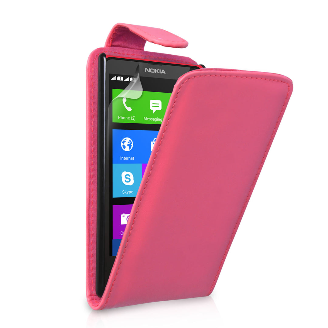 YouSave Accessories Nokia X Leather-Effect Flip Case - Hot Pink