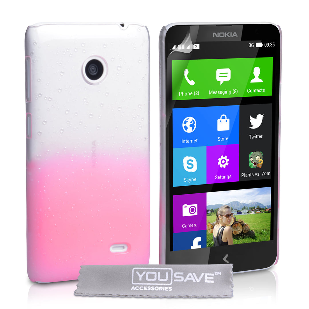 YouSave Accessories Nokia X Raindrop Hard Case - Baby Pink-Clear