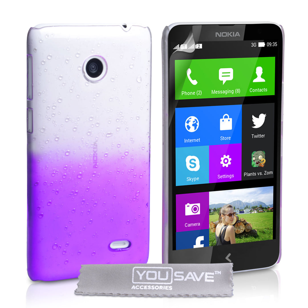 YouSave Accessories Nokia X Raindrop Hard Case - Purple-Clear