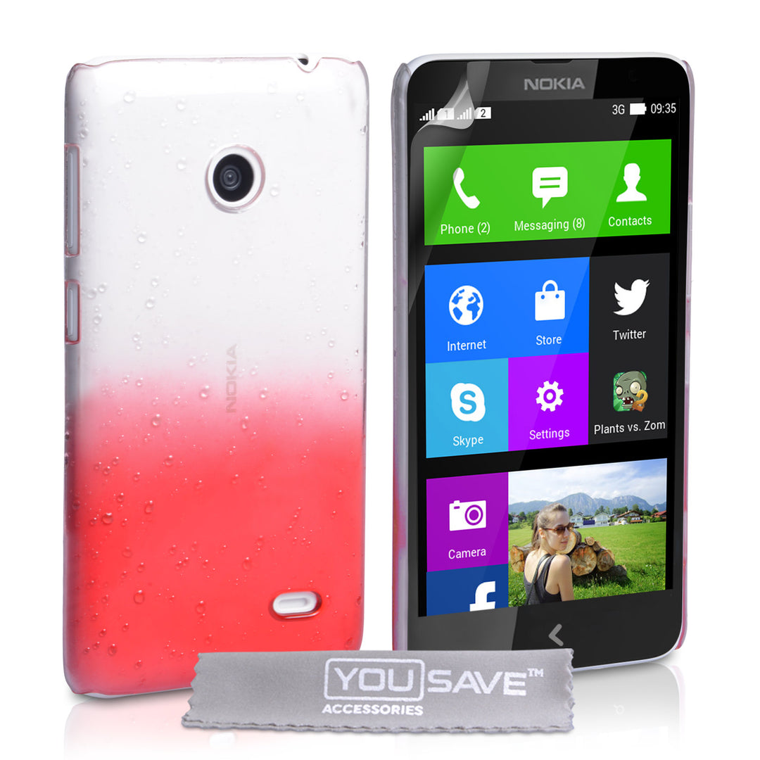 YouSave Accessories Nokia X Raindrop Hard Case - Red-Clear