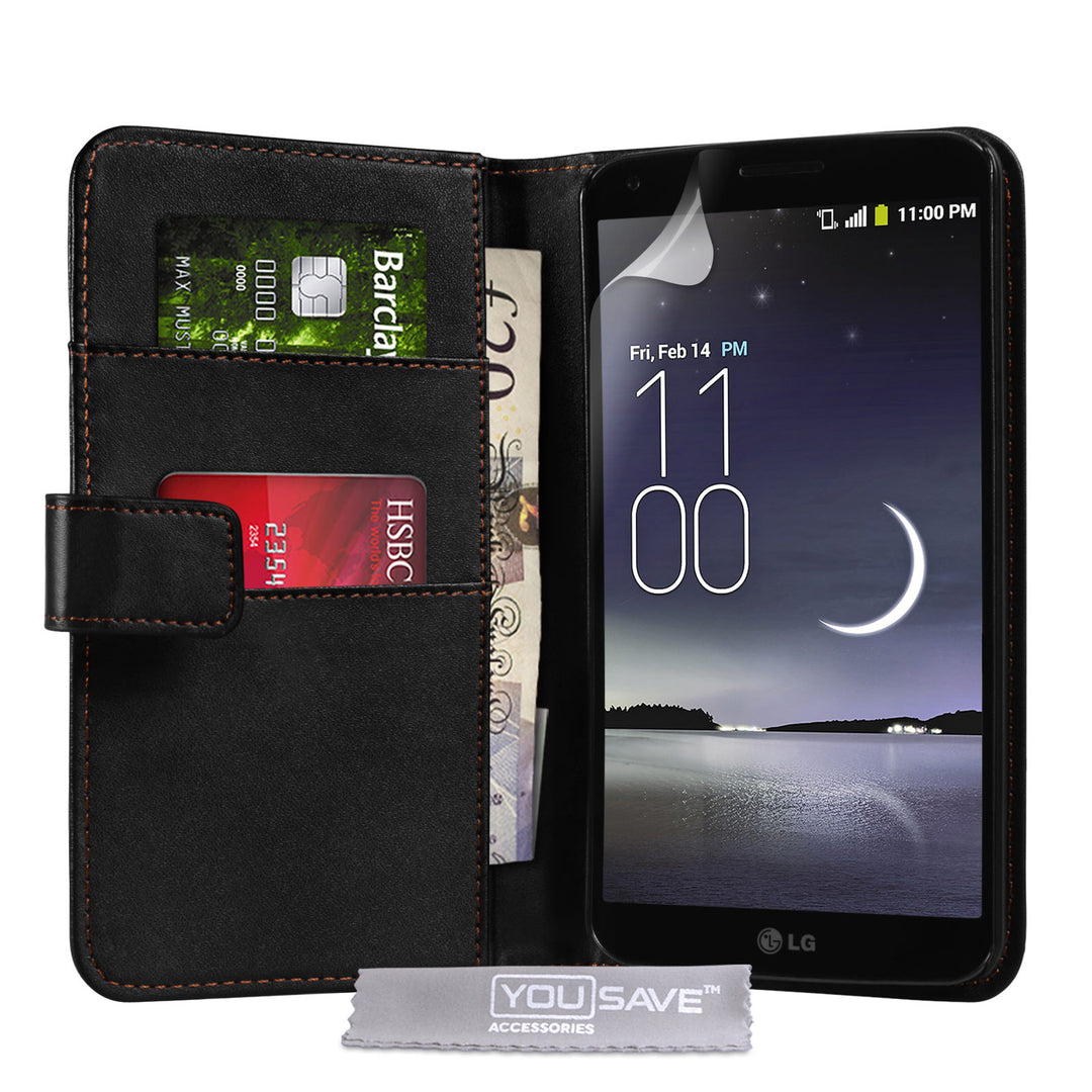 YouSave Accessories LG G Flex Leather-Effect Wallet Case - Black