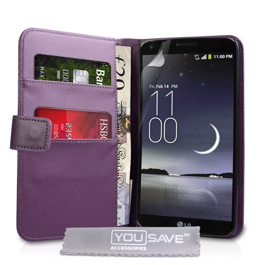 YouSave Accessories LG G Flex Leather-Effect Wallet Case - Purple