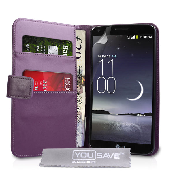 YouSave Accessories LG G Flex Leather-Effect Wallet Case - Purple