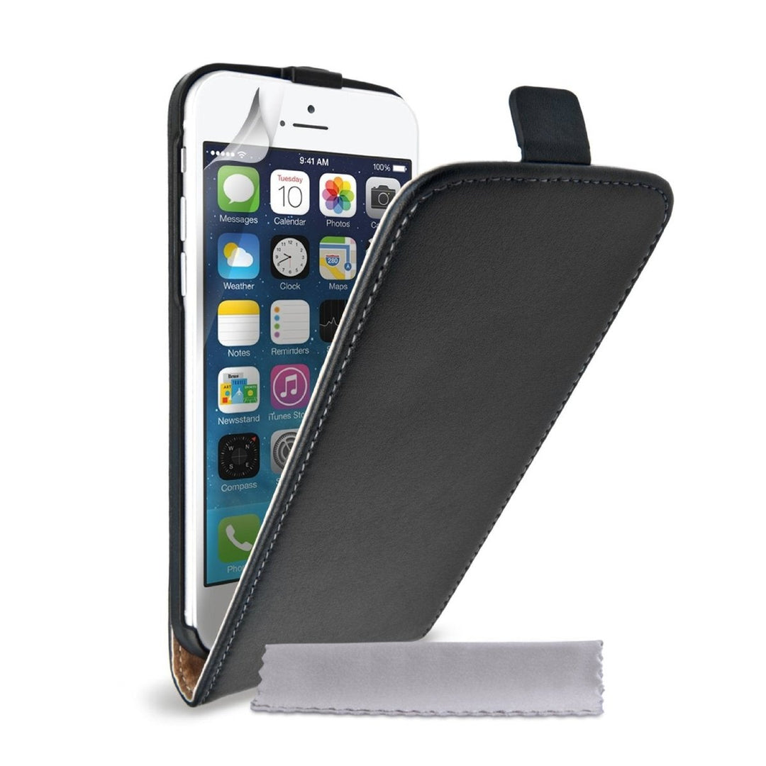 Yousave Accessories Iphone 6 And 6s Real Leather Flip Case - Black - Mobile Madhouse