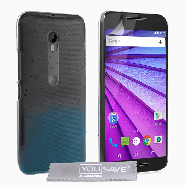 Motorola Moto G 3rd Gen Raindrop Hard Case - Blue - Clear - Mobile Madhouse