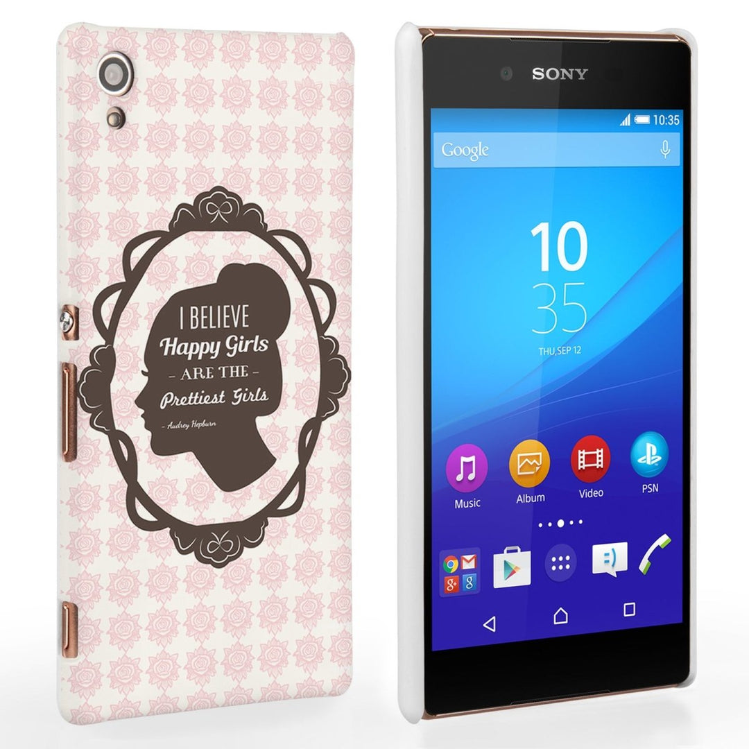 Caseflex Sony Xperia Z3 Plus Audrey Hepburn ‘Happy Girls’ Quote Case - Mobile Madhouse