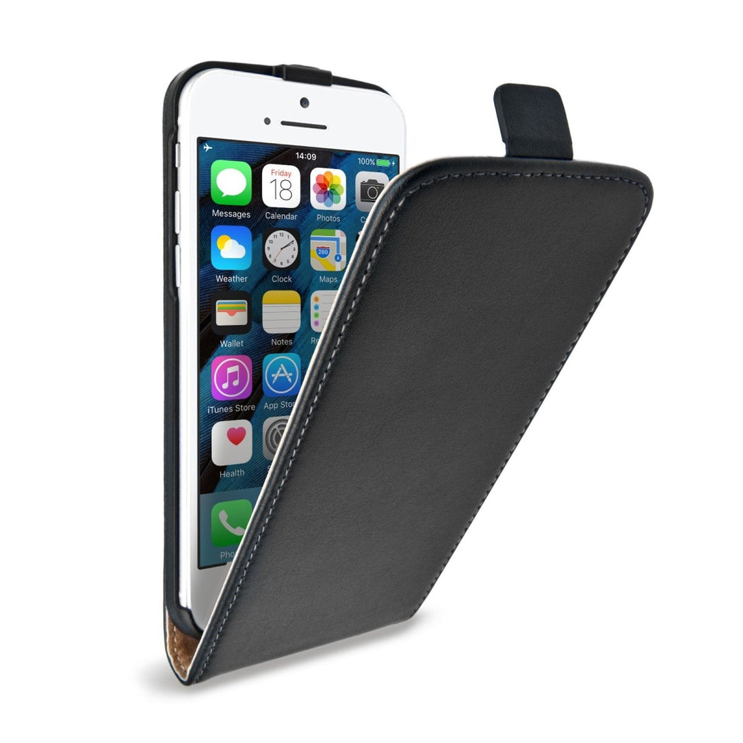 Caseflex Iphone SE Real Leather Flip Case - Black - Mobile Madhouse