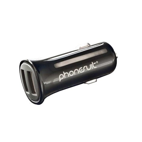 Phonesuit Dual USB (2.1 Amp Ports) Car Charger - Black - Mobile Madhouse