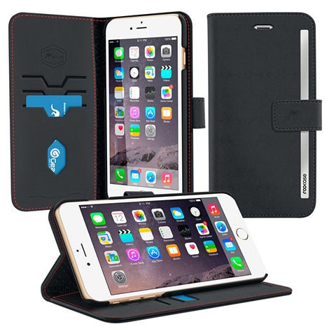 Roocase Iphone 6 And 6S Prestige Wallet Case Cover With Stand - Black - Mobile Madhouse