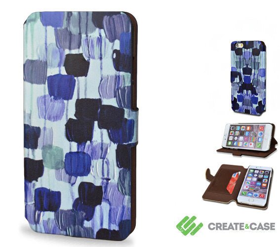 Create And Case Iphone 6 And 6s Dotty In Blue Patterned Wallet Case - Mobile Madhouse