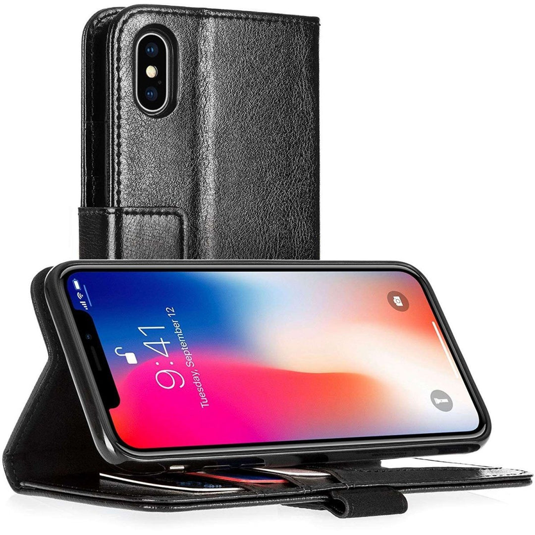 iPhone X Real Leather ID Stand Wallet - Mobile Madhouse